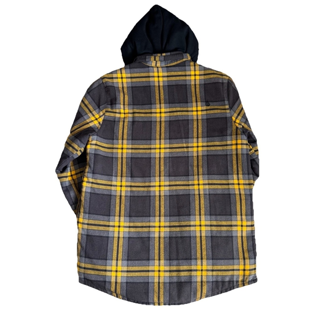Volcom Insulated Riding Snow Flannel Shirt Jacket, Mens Medium Yellow Black - Picture 9 of 12